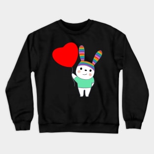 Lovely Bunny with Love Balloon Crewneck Sweatshirt